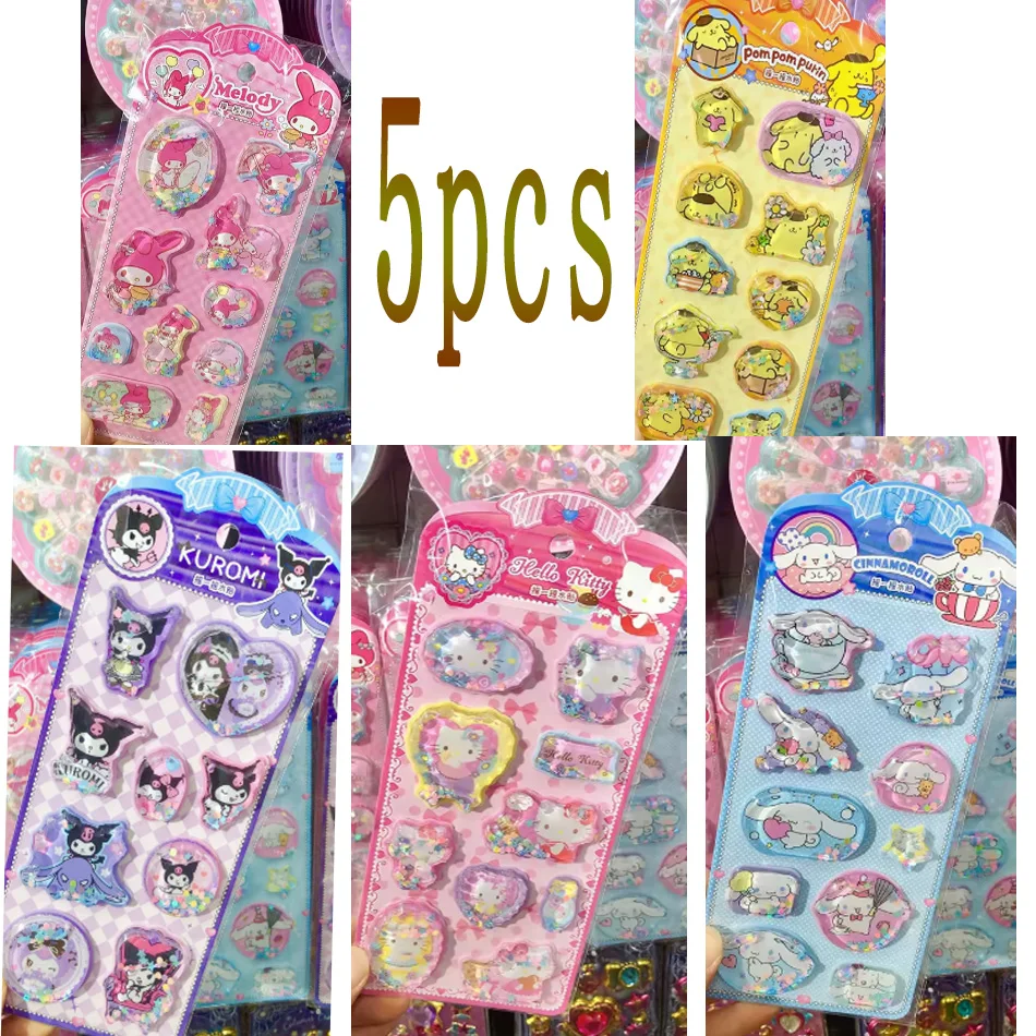 1/5pcsSheet DIY Notebook Album Diary Handbook Decoration Cute Anime Kawaii Sanrio 3D Shake Sticker For School Student Stationery image 2