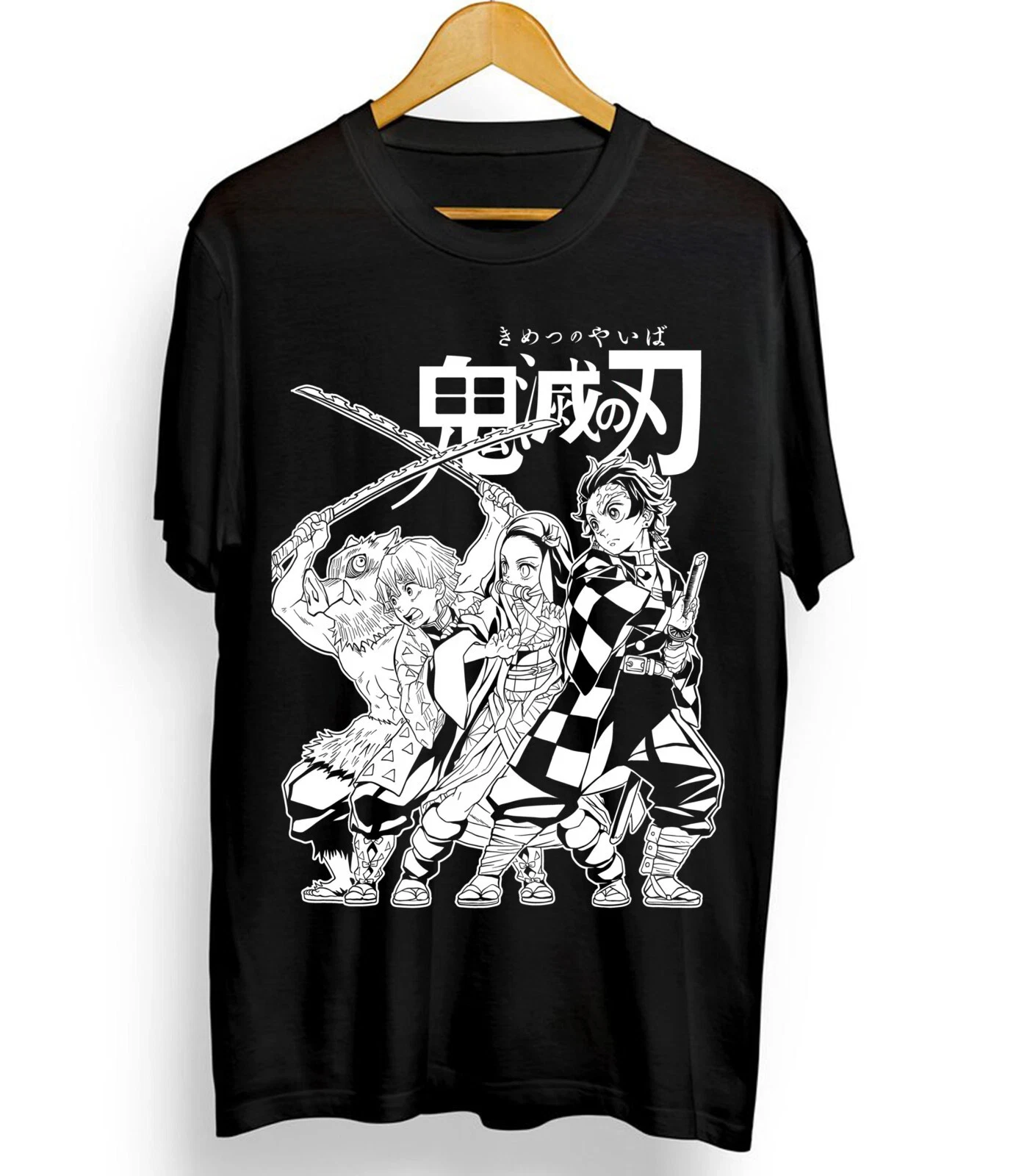 Summer Kimetsu No Yaiba New T-shirt Demon Slayer, Tanjiro, Zenitsu, Nezuko, Inosuke Men's Round Neck Short Sleeved Shirt