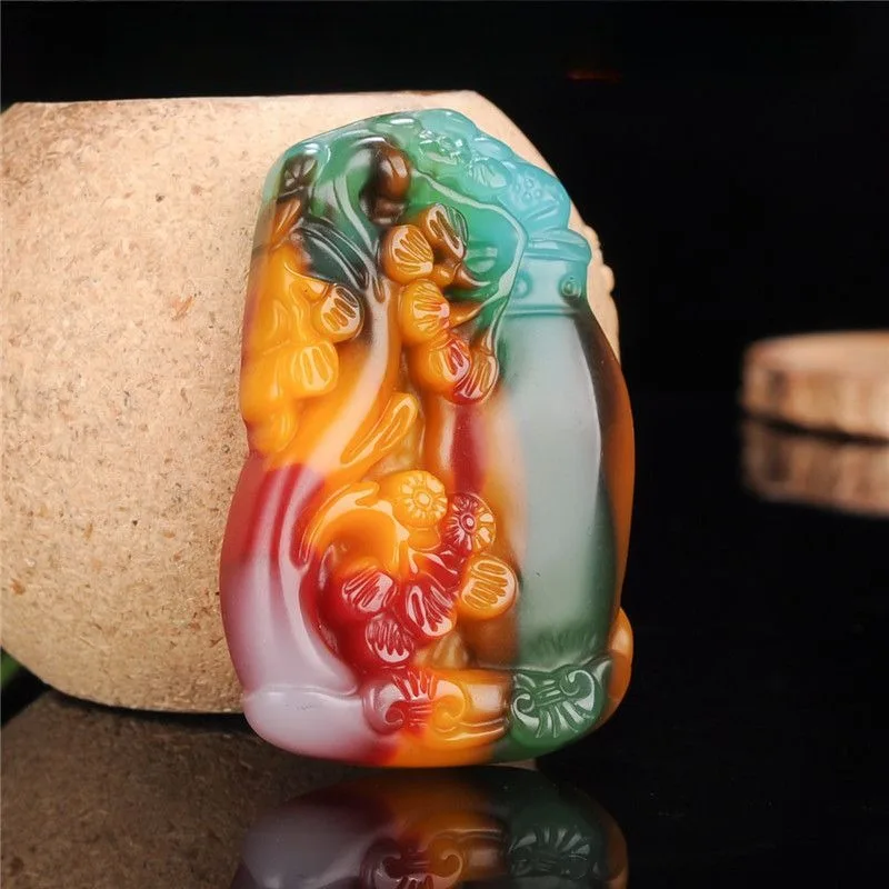 Vase jade pendant, white jade, colored jade, red jade, peace, peace and security, ruyi men's model