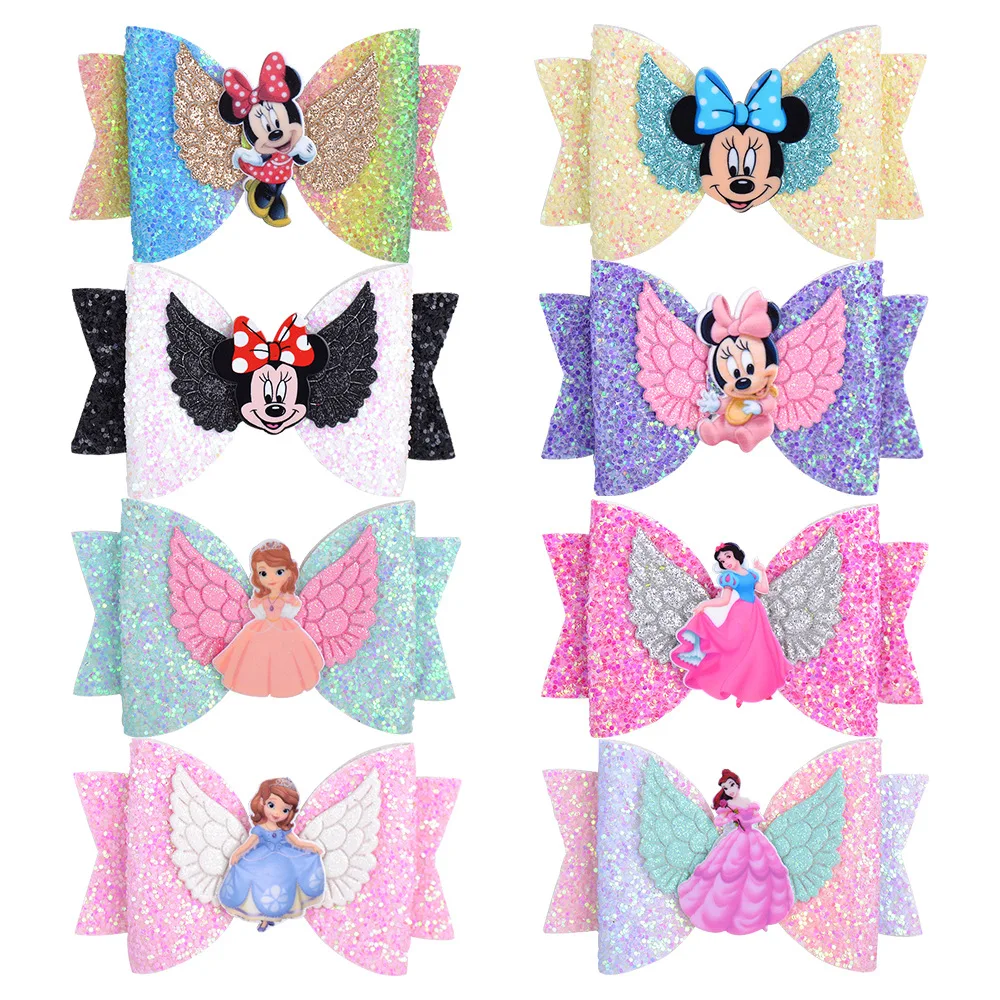 Disney Hairpin Mickey Mouse Kids Hairpin Bow Girls Hairpins Hair Clips Children Gradient Color Headdress Kids Hair Accessories