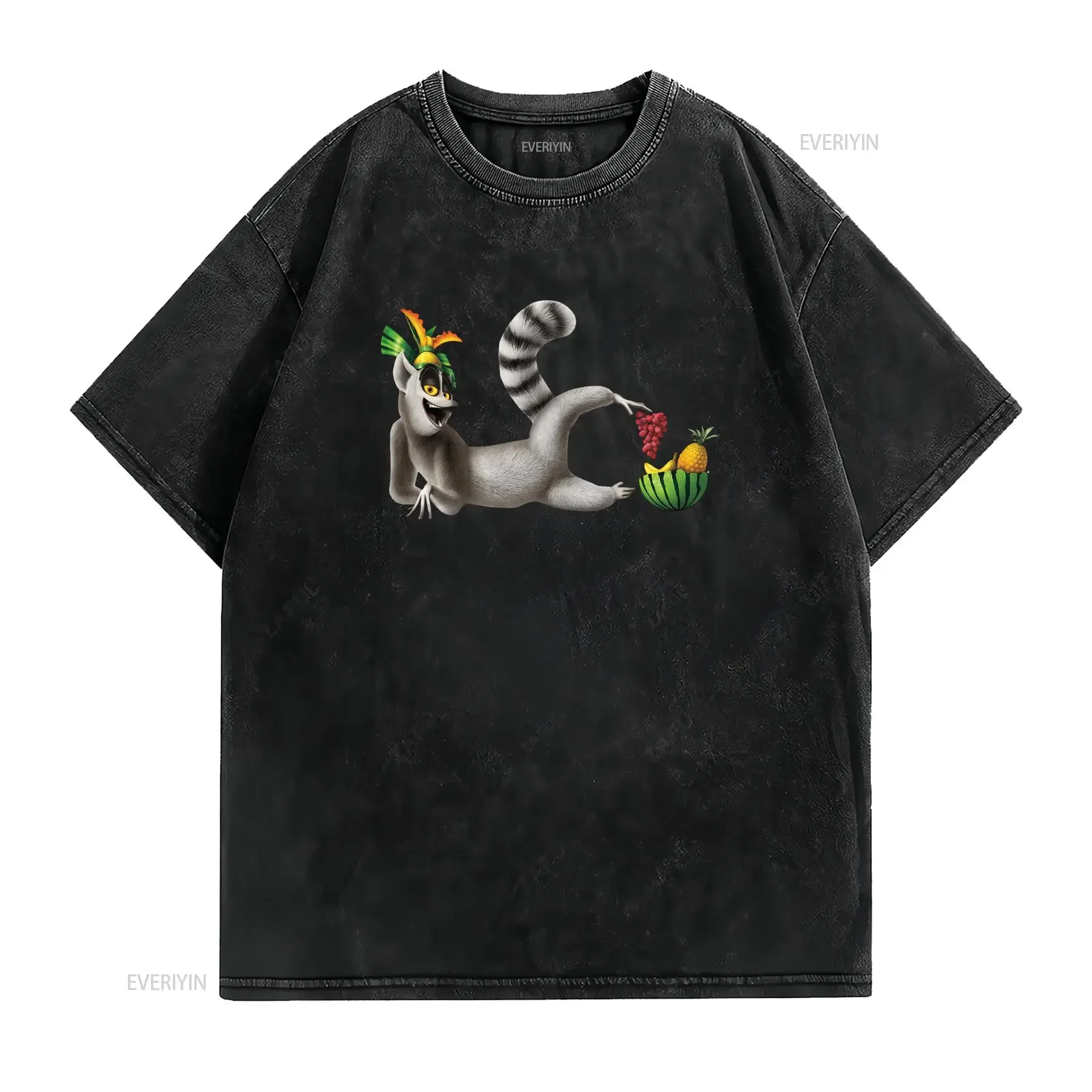 Men's King Julien T Shirt Cute Raccoon Design with Expressive Eyes Crown Soft Breathable Fabric Casual Attire Funny Animal