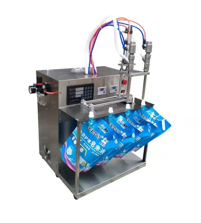2 Nozzles Large Flow Spout Pouch Filling Machine, 17L Laundry Detergent Drinking Water Liquid Bag Filler