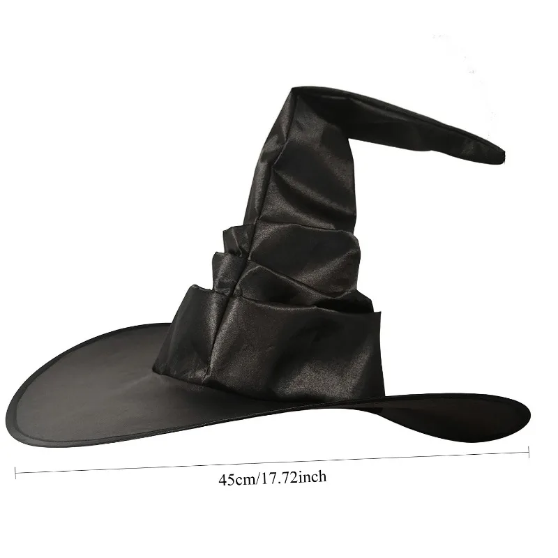 Halloween Pleated Witch Hat Wizard Hat Party Witch Hat Black Women's Festival Costume Witch Hat