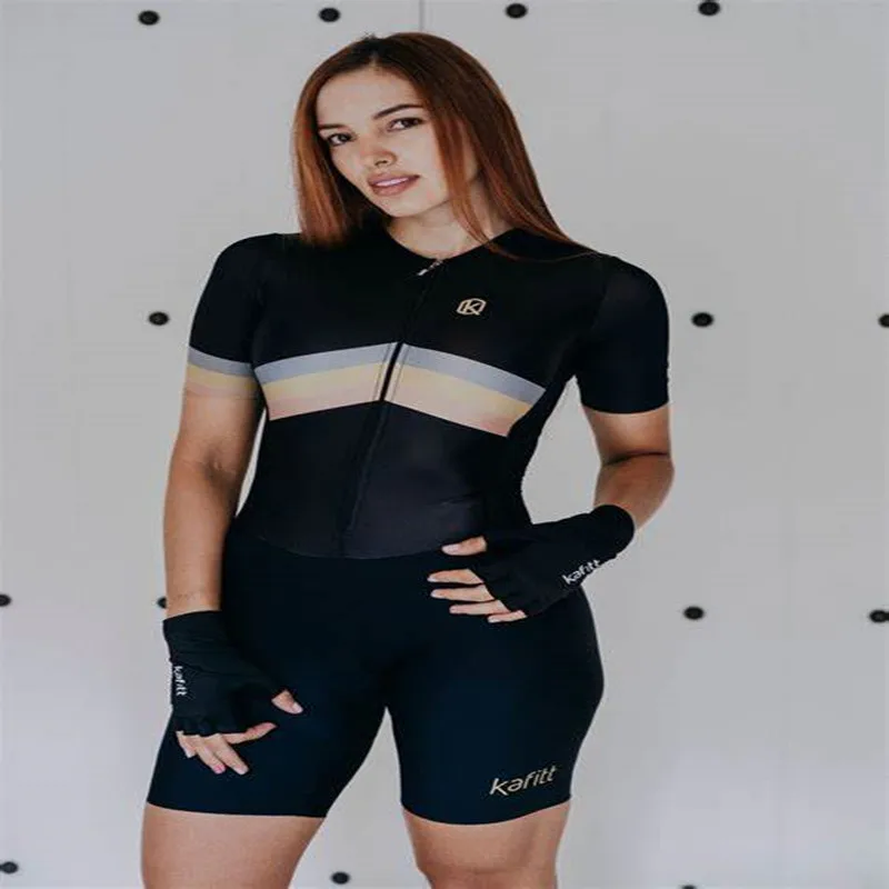 Women's cycling tight-fitting one-piece outfit for competition. Spring/Summer style short-sleeved set. Little Monkey GEL sportsw
