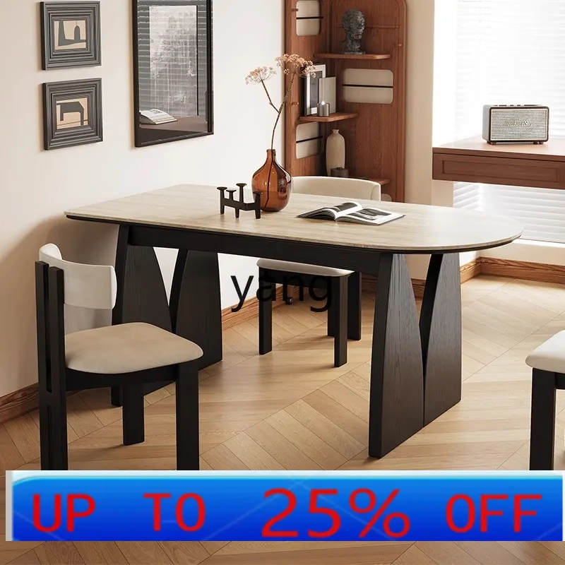 

LMM solid wood rock slab dining table antique home dining room against the wall dining table and chair combination