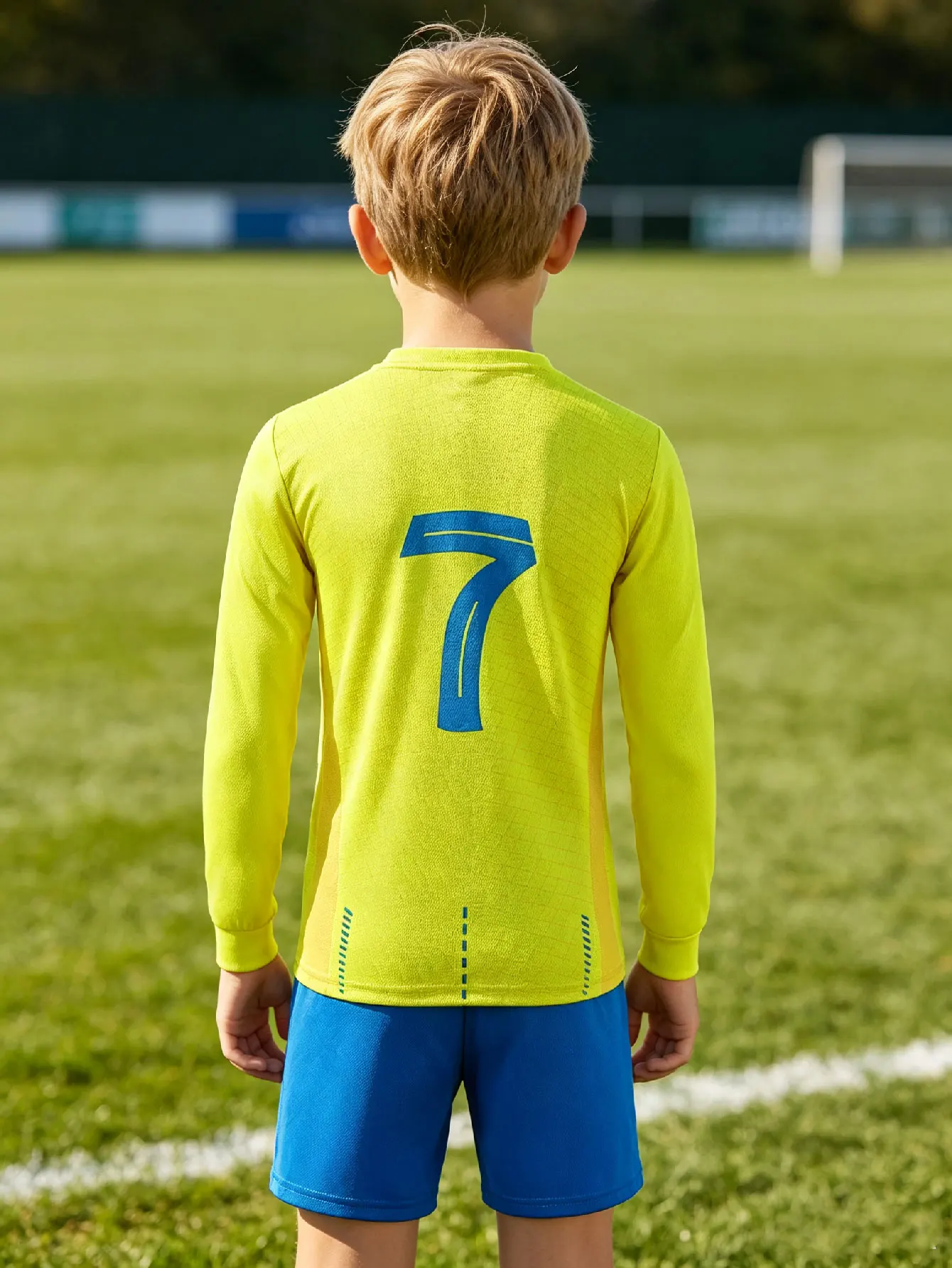 Kids Boys Long Sleeve Soccer Jersey Shorts Set Custom Name Number Children Football Uniform For Sport Training Competition Wear