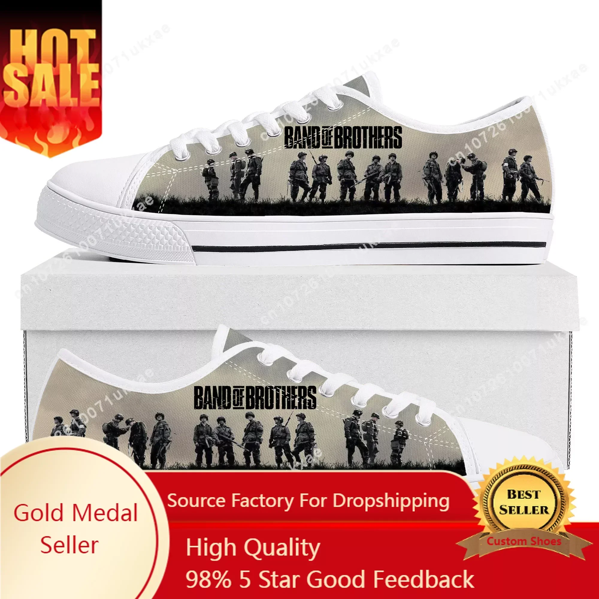 Band of Brothers-Zapatillas bajas de lona para hombre y mujer, zapatos informales hechos a medida, de alta calidad, personalizables, DIY