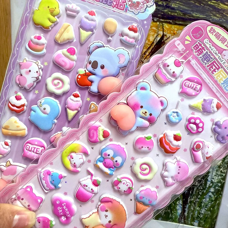 1 Uds. De pegatinas Kawaii suaves y bonitas de conejo pequeño 3D, pegatinas relajantes a tope, pegatinas decorativas para libros móviles DIY, regalo de Festival