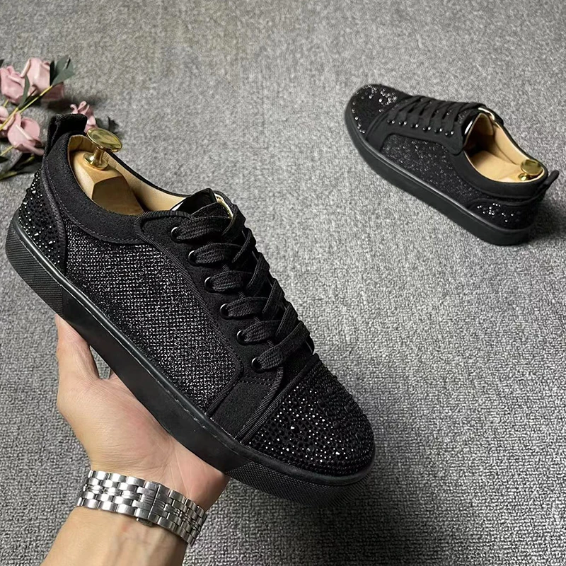 

Мужские платья для отдыха на сцене, летние дышащие туфли на плоской подошве, черные, серебряные туфли со стразами, брендовые дизайнерские кроссовки, мужская обувь