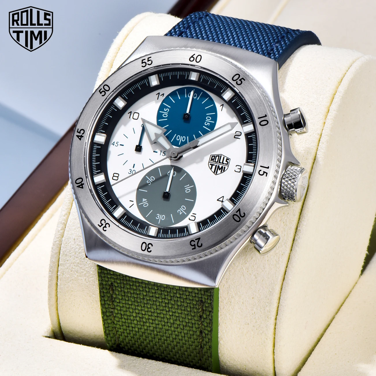 

RollsTimi 2025 New Men's Quartz Watches luxury Stainless Steel Waterproof Luminous Chronograph Wrist Watch for Men Japanese Movt