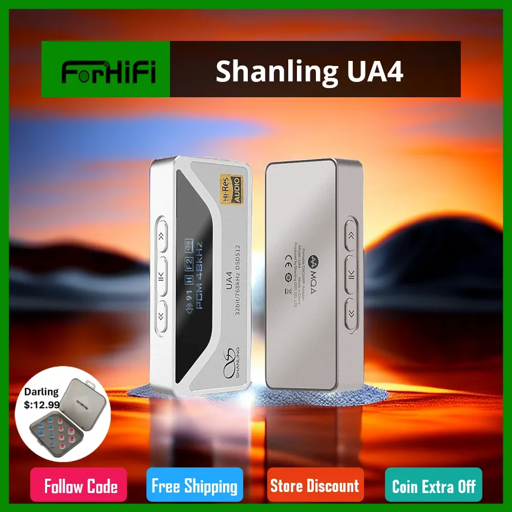 

SHANLING UA4 MQA Portable USB DAC AMP Headphone Amplifier Hi-Res Audio ES9069Q 2* RT6863 chips PCM768 DSD512 3.5/4.4mm Output