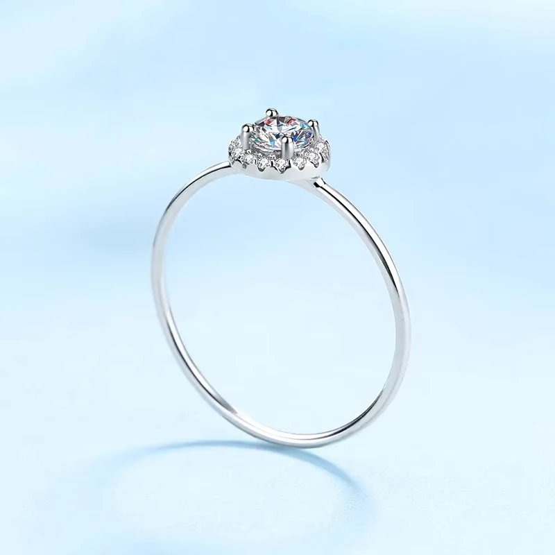 غرامة مجوهرات PT950 البلاتين رقيقة خواتم للنساء المشاركة 0.3ct D اللون مويسانيتي الماس فتاة العصابات الزفاف هدية عيد ميلاد #4