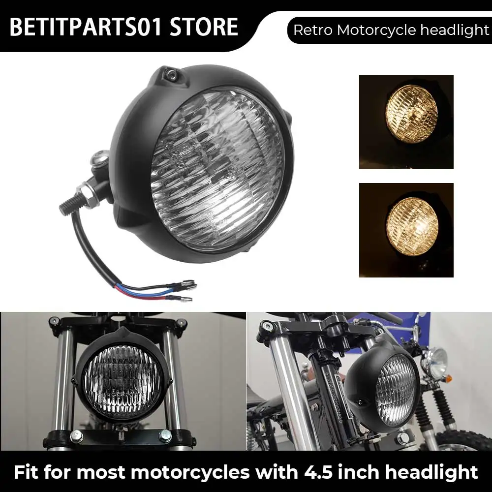 

4.5 inch Retro Motorcycle Accessory Headlight H4 Fit For Harley Kawasaki Honda Yamaha Suzuki Chopper Cafe Racer Bobber Cruiser