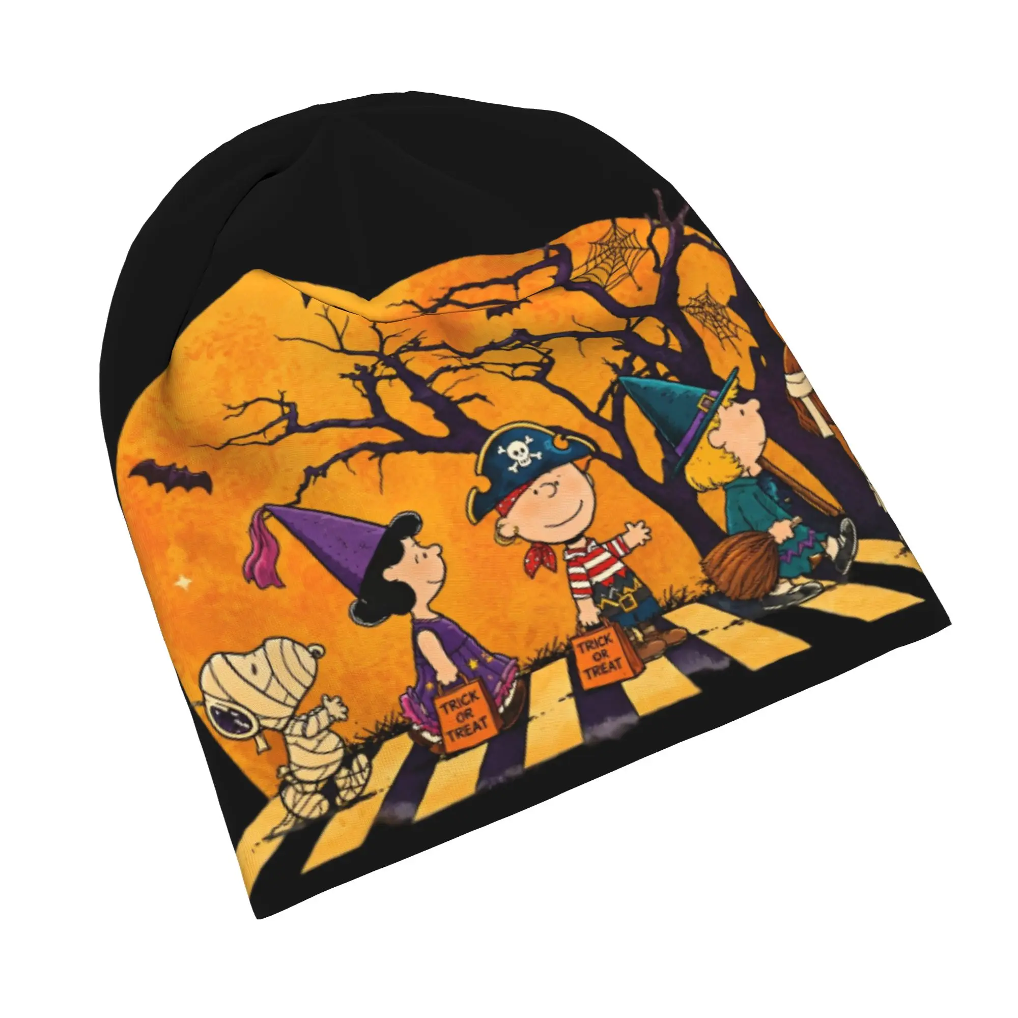Breathable snoopyes halloween pumpkin Trick or treat Slouchy Beanie for Men Women Daily Work Skull Cap
