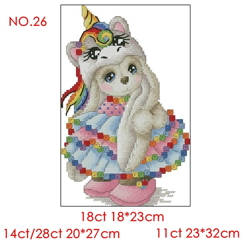The cross-stitch set 28CT, 18CT, 14CT and 11CT can be selected as the hand-made material pack of printed fabric saga Unicorn Rab