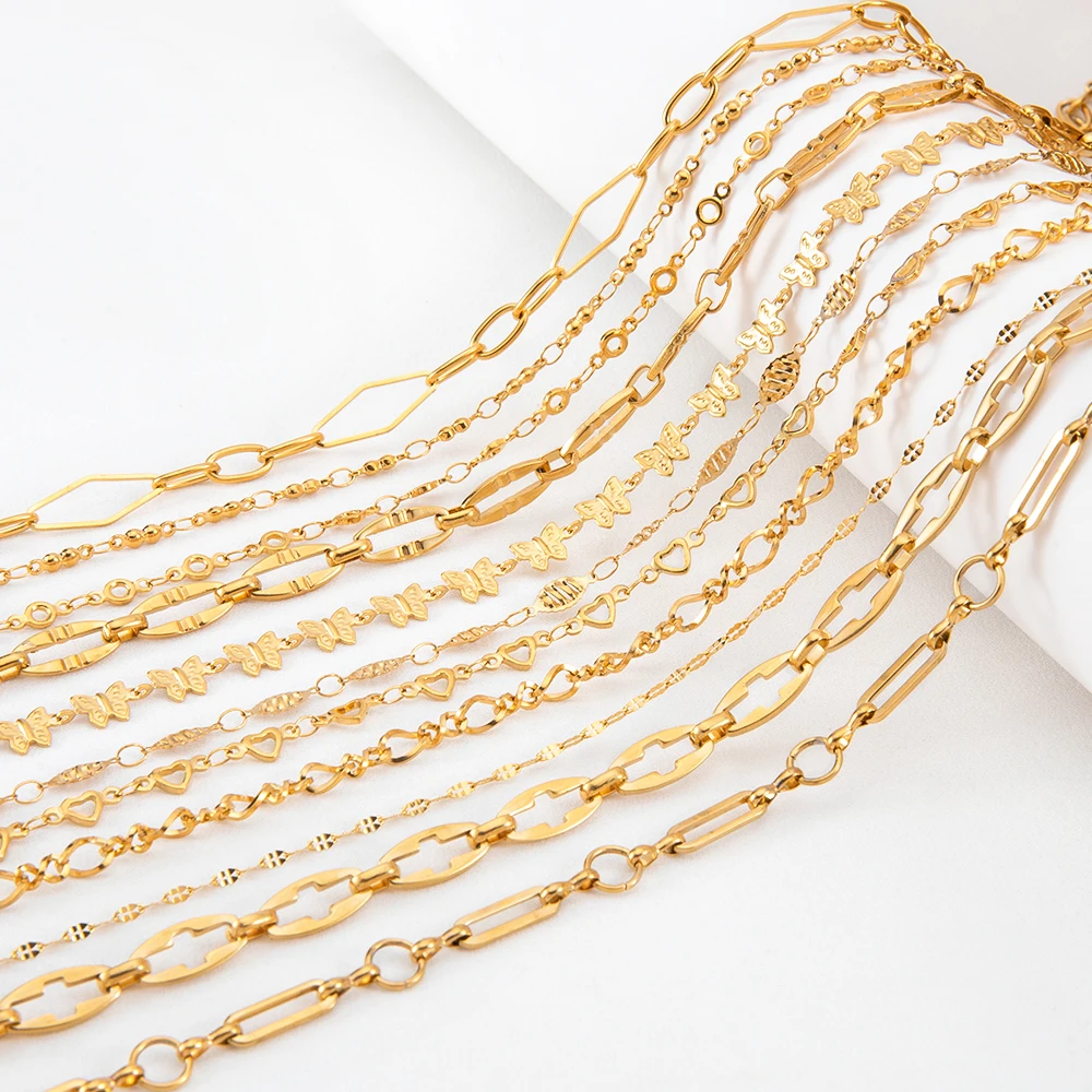 

1Meter Stainless Steel Gold Color Chains for DIY Making Necklace Bracelet Jewelry Components Handmade Chains Material Wholesale