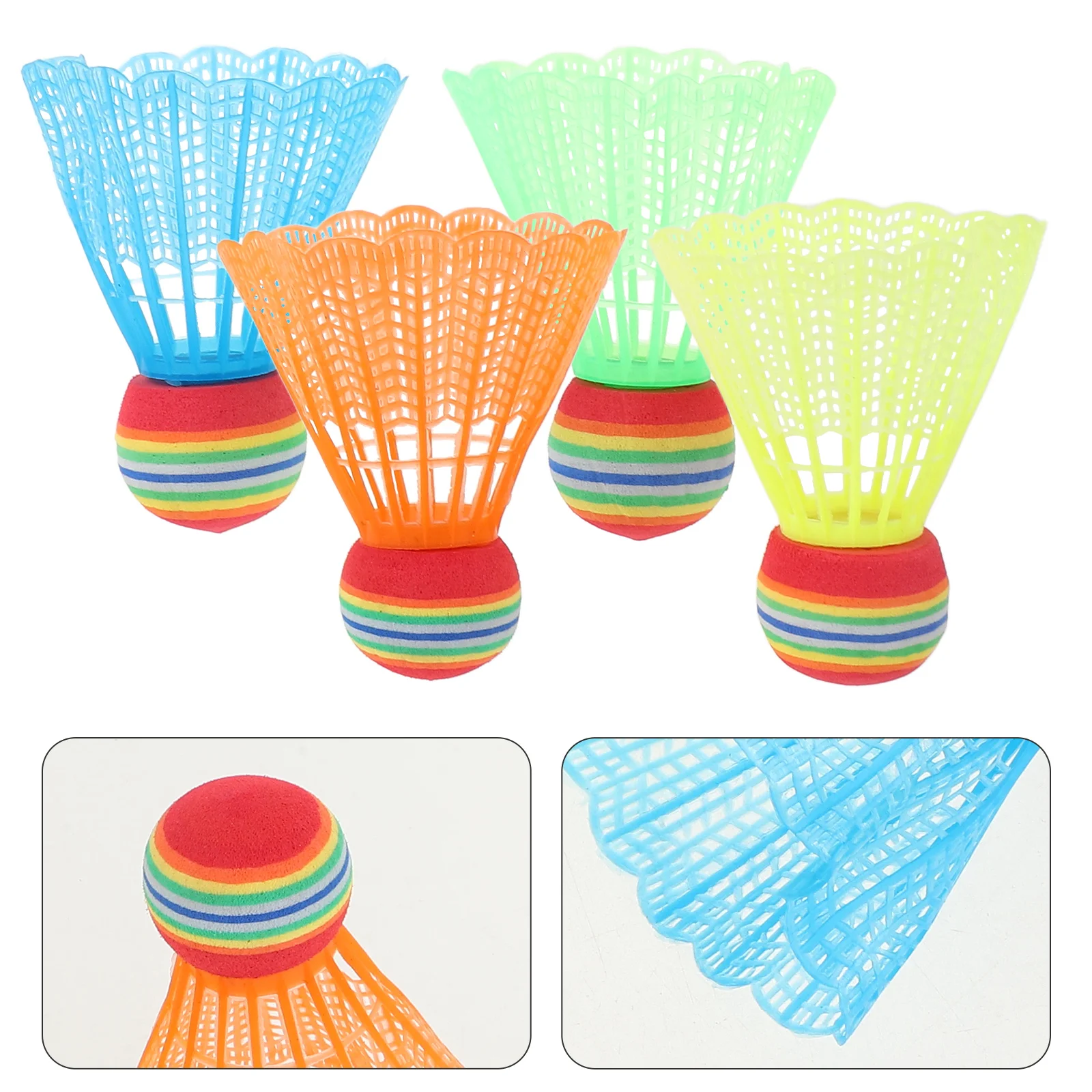 12 Pcs Badminton Shuttlecocks Grip Cork Rainbow Birdie outside Toys Colorful Ball Bulk