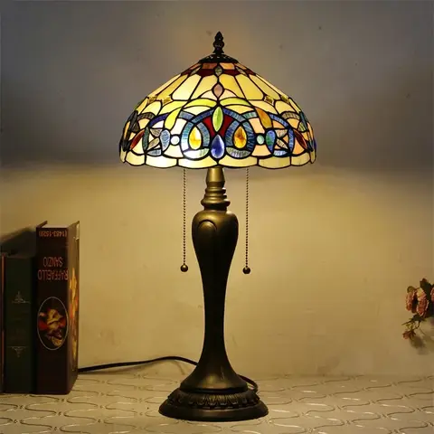 ELARA Lampada da tavolo Tiffany LED Moderna creativa Colore Vetro Arte Lampada da scrivania Decorazione per la casa Soggiorno Camera da letto