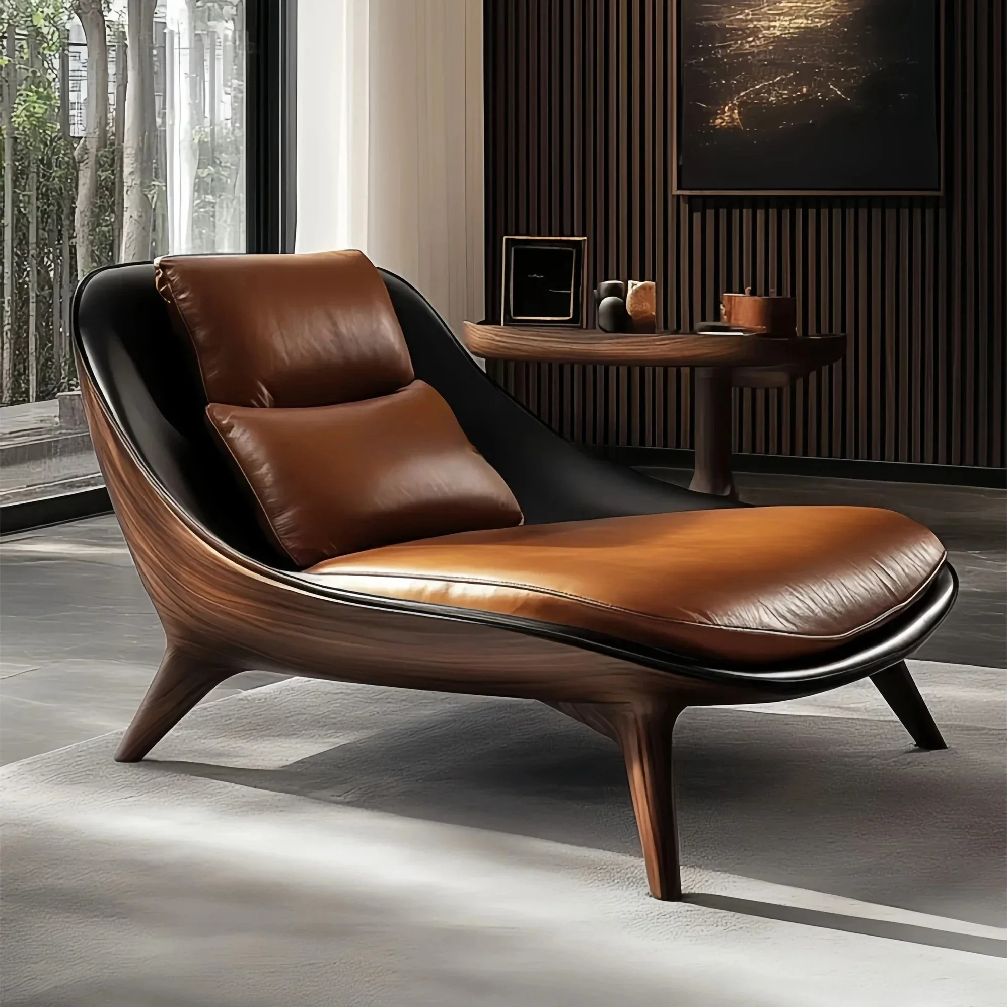 

New Chinese leather sofa single Italian master bedroom concubine sofa chair