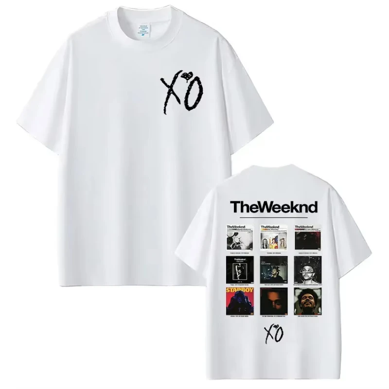 مغني الراب The Weeknd Xo ألبوم 2025 الصيف تي شيرت النساء الرجال الهيب هوب تي شيرت للجنسين خمر نمط ملابس فضفاضة تي شيرتات قطن