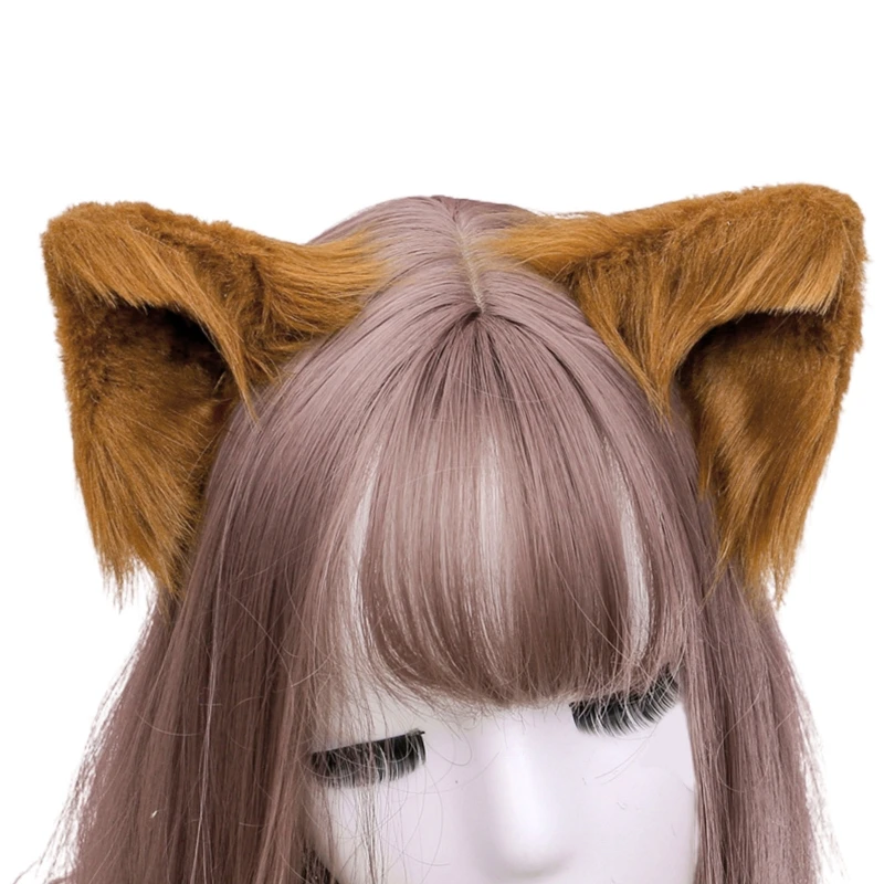 Słodki piękny futrzany zwierzę uszy bestii spinki do włosów Anime wilk dla kota Cosplay pluszowe spinki kostium na