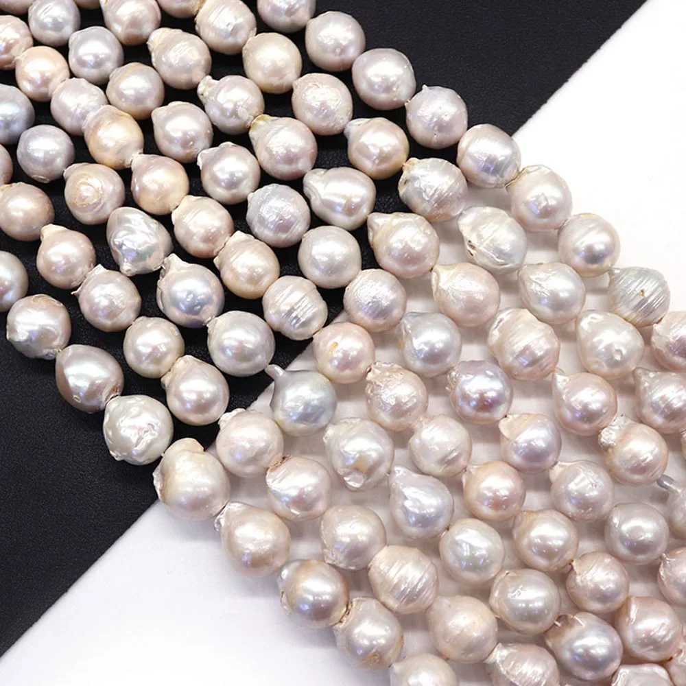 15x15mm Baroque Style Threaded Pearl Loose Bead Irregular Round Freshwater Pearl Straight Hole Bracelet Necklace DIY Accessories