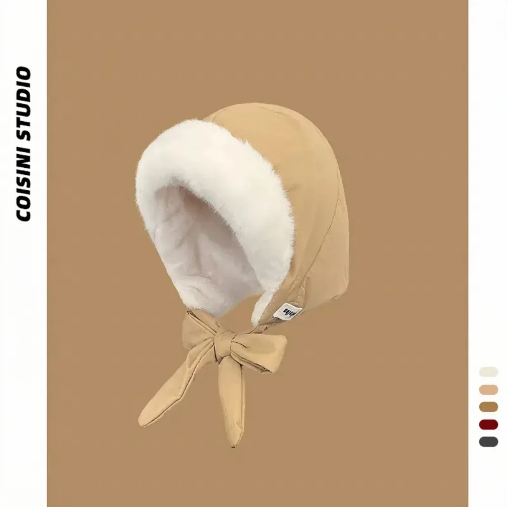 High Quality Fleece-lined Earmuffs Hat with Straps Warm Quilted Cap Waterproof Thickened Winter Hat for Women