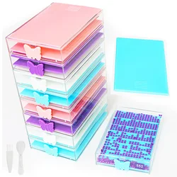New Diamond Painting Tool Tray With Lids,Brush And Spoon 5D DIY Diamond Embroidery Accessories Beads Container Tray