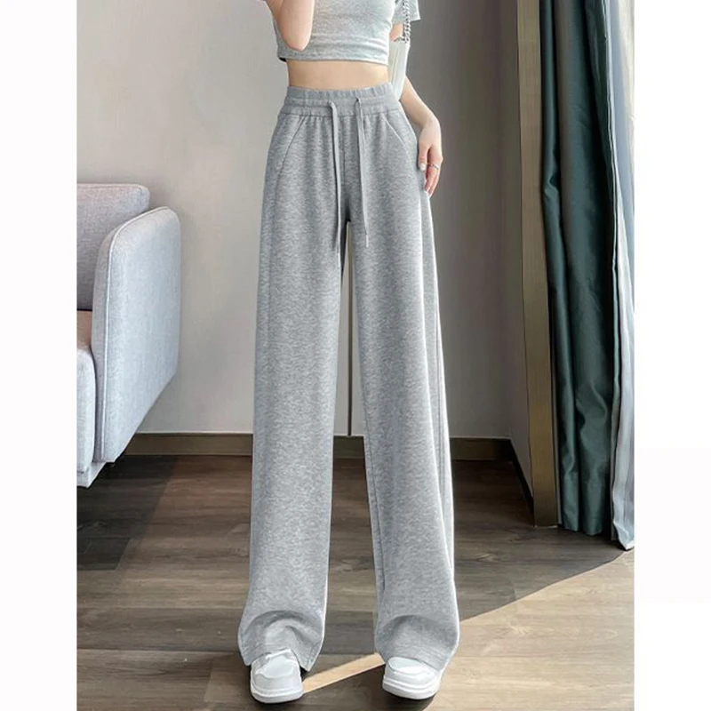 Hot Sale Girls Classic High Waist Sweatpants Women Loose Fit Straight Leg Trousers Female Comfortable Solid Daily Pants