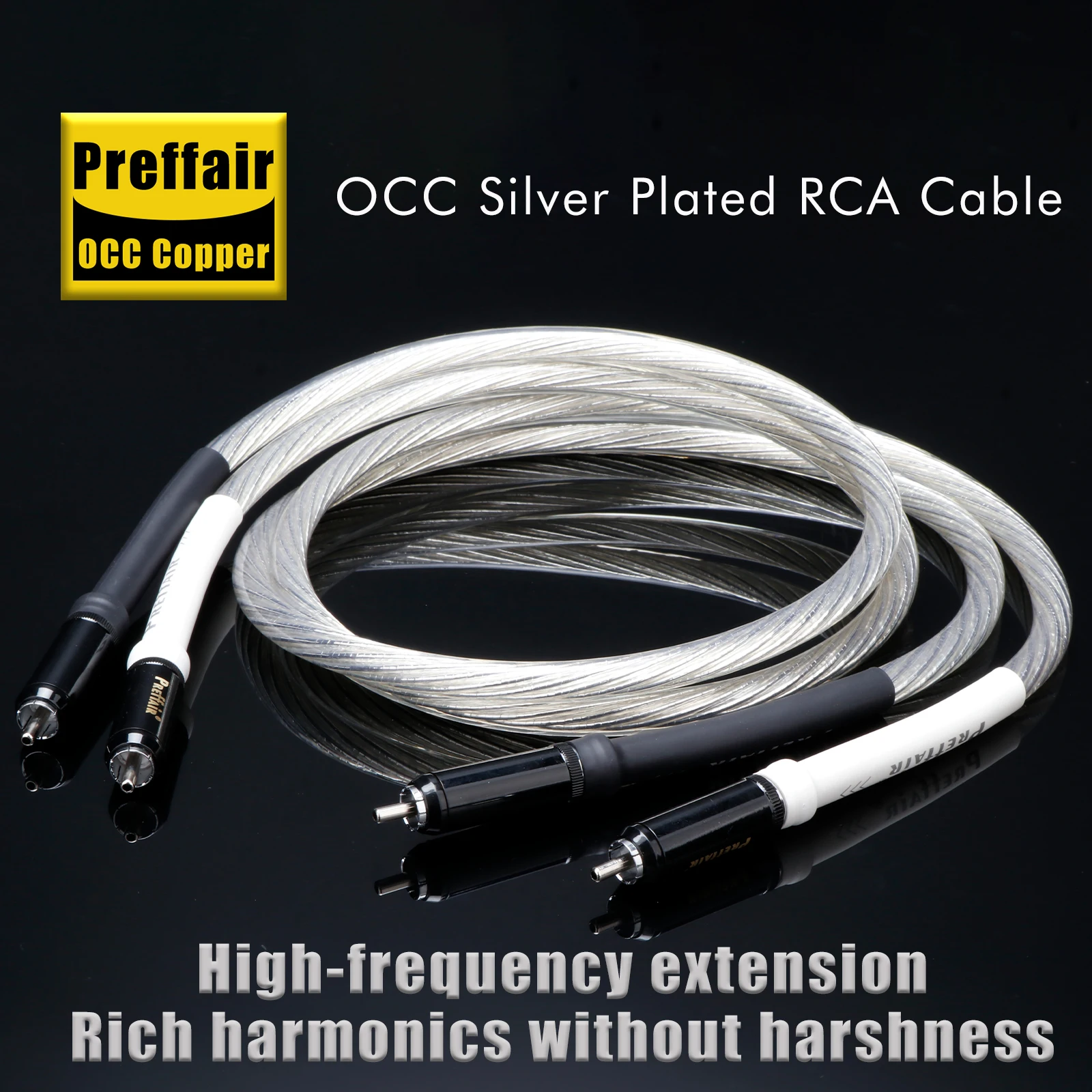 

Pair Preffair 6N OCC Copper Silver Plated Interconnect RCA Audio Cable With Rhodium Plated RCA Plug