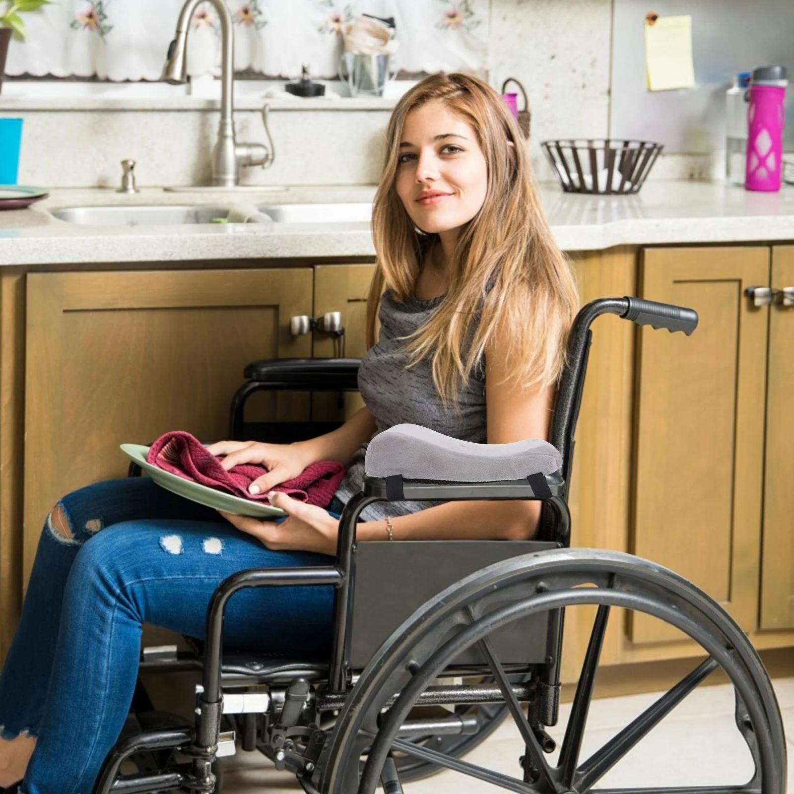 

2Pcs Arm Support Cushion Memory Foam Elbow Pillow for Chair Armrest Comfort Fatigue Relief Premium Cover Easy Wash Function