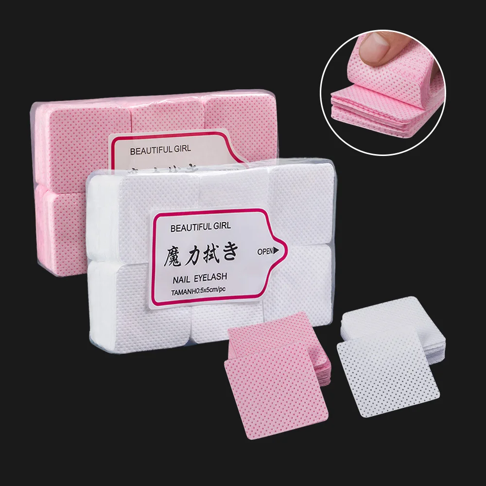 540pcs/bag Non-Woven Soft Nail Polish Remover Pads - Lint Free Wipe for Lash Extension Supplies