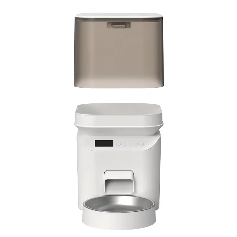 

2025 New Arrival Eco-Friendly Stainless Steel Automatic Cat Dog Feeder Remote Control Dry Food Dispenser Double Bowls Modern
