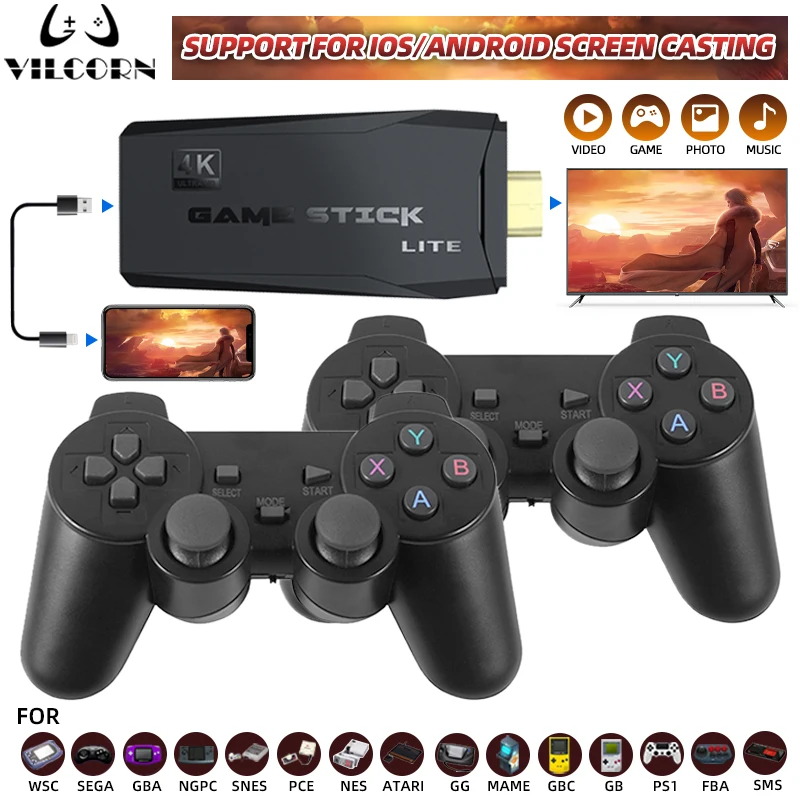 Retro Video Game Console 4K TV Video Game Stick 40000 Free Games For PS1/GBA/MD/Dendy Console Support MHL to Android Phone HDTV