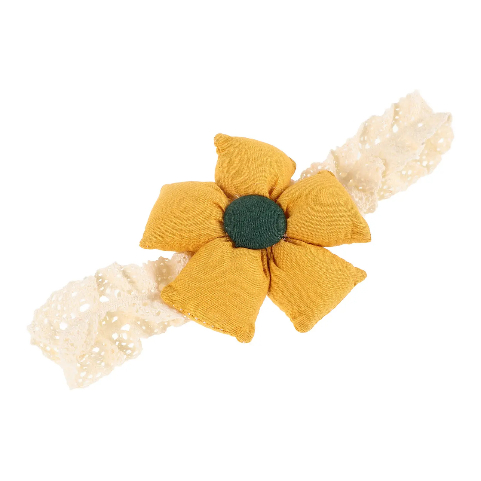 

Baby Floral Headband Yellow Five-Petal Flower Design Elastic Newborn Headwear for Photoshoots Birthday Party Princess Crown