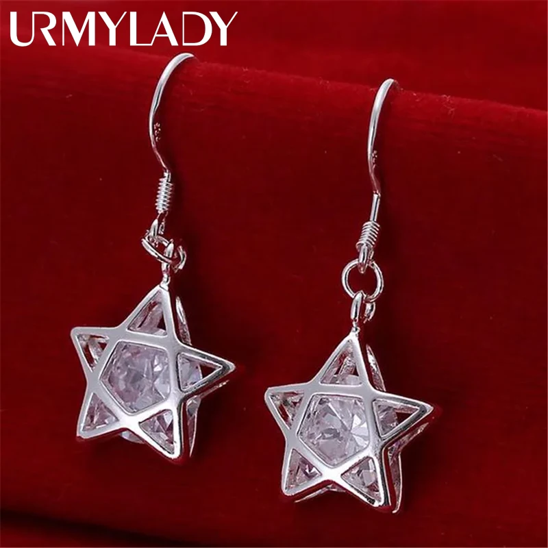 

Cute Nice 925 Sterling Silver Star Crystal Earrings Charm for Women Jewelry Fashion Wedding Engagement Party Gift