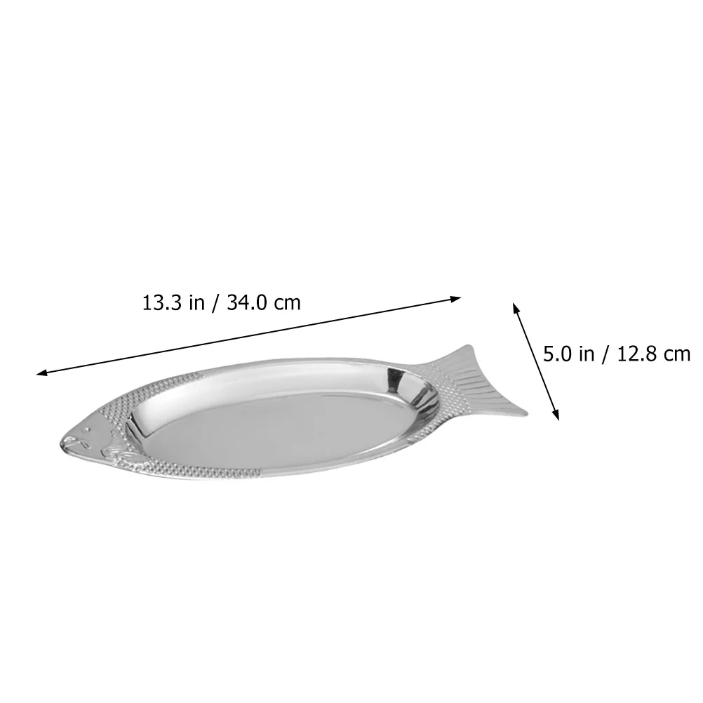 Stainless Steel Dinner Plate Restaurant Serving Plate Oval Steaming Flatware Fish-shaped Snack Dessert Dish Kitchen Tray