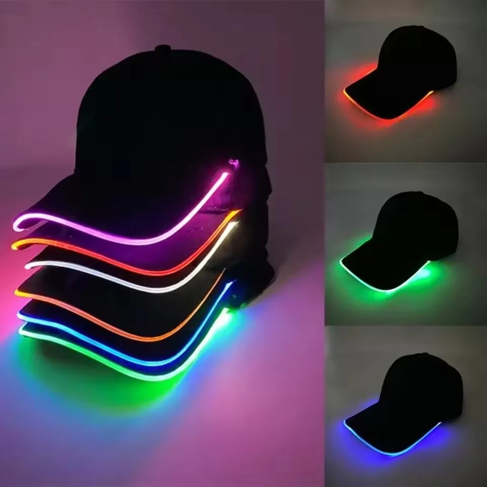 LED Light up Baseball Hat Flashing Glow Rave Party Cap luminous hat for Women Men Hip-hop Club Purim festival parade Supplies