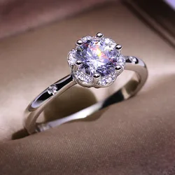 High Sale 925 stamp Sterling Silver Wedding Ring Flower Heart Arrow CZ Finger Rings for Women Sterling Love Jewelry Gift Anillos