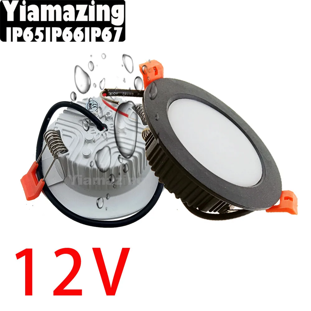 12V IP65 IP66 Outdoor Waterproof IP67 LED Downlight Dimmable 6W 9W 12W 15W 18W Kitchen Bathroom Eaves Ceiling Lamp Spot Light