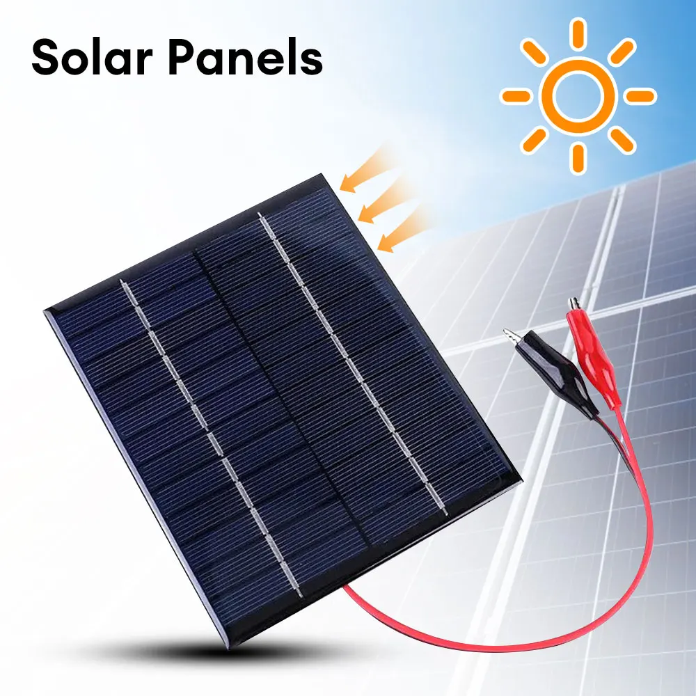 Portable Solar Panel 2W 12V DIY Solar Plate olysilicon Epoxy Panels Portable Solar Cell for Outdoor Camping Garden Charging