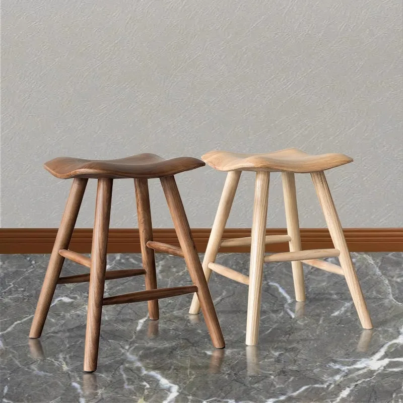 

Nordic ash wood household low bar chair solid wood dining stool for shoe store milk tea shop stool dressing stool casual chair