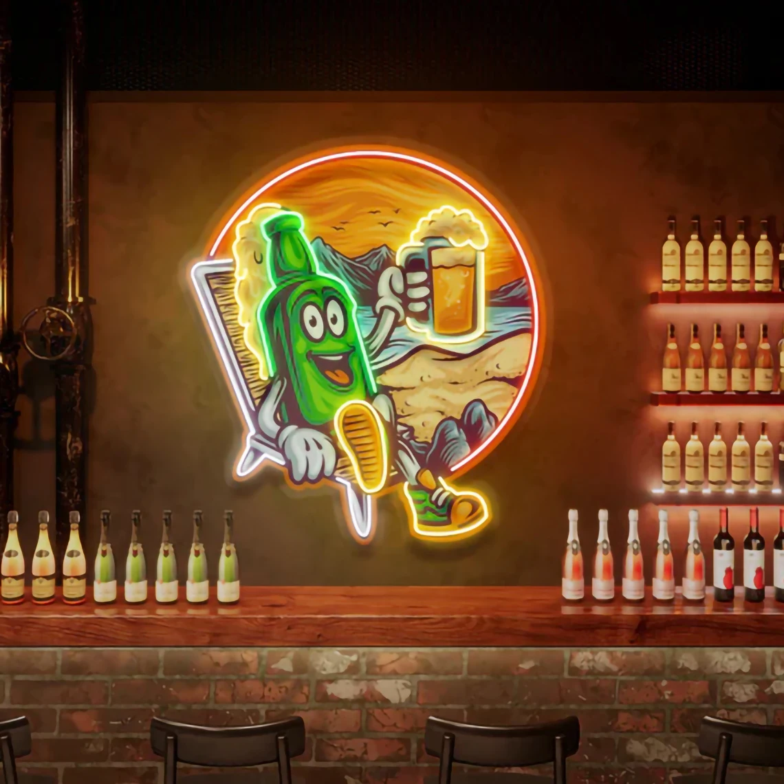 

Vintage Bar Neon Sign UV Printed Beer Neon Artwork Beer Cheers Home Club Wall Decor Man Cave Pub Business Party Decor