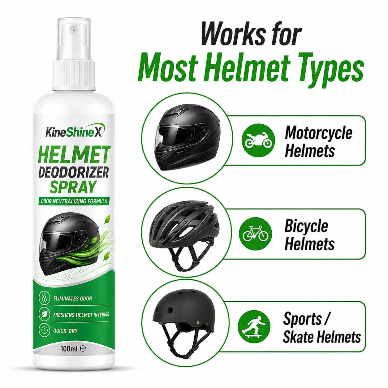 Helmet Deodorizer Spray 100ml – Odor Neutralizing Formula for Motorcycle, Bike & Sports Helmets, Quick-Dry, Freshens Interior view 5
