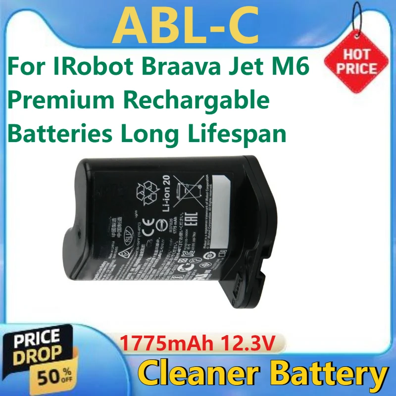 

For IRobot Braava Jet M6 Premium Rechargable Batteries Long Lifespan High Quality 1775mAh 12.3V Sweeper Replacment Battery ABL-C