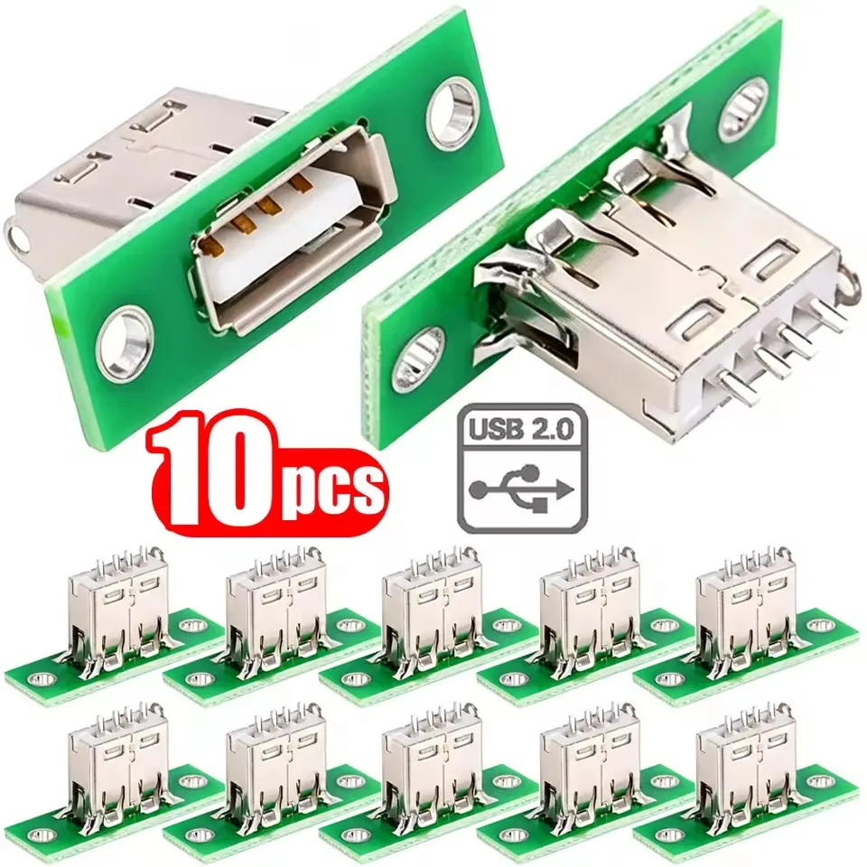 

10/5/3/1PCS USB Type-A Female Plug Connector with Panel Mount Solder USB 2.0 DIY Solder Adapter for Phone Laptop Tablet