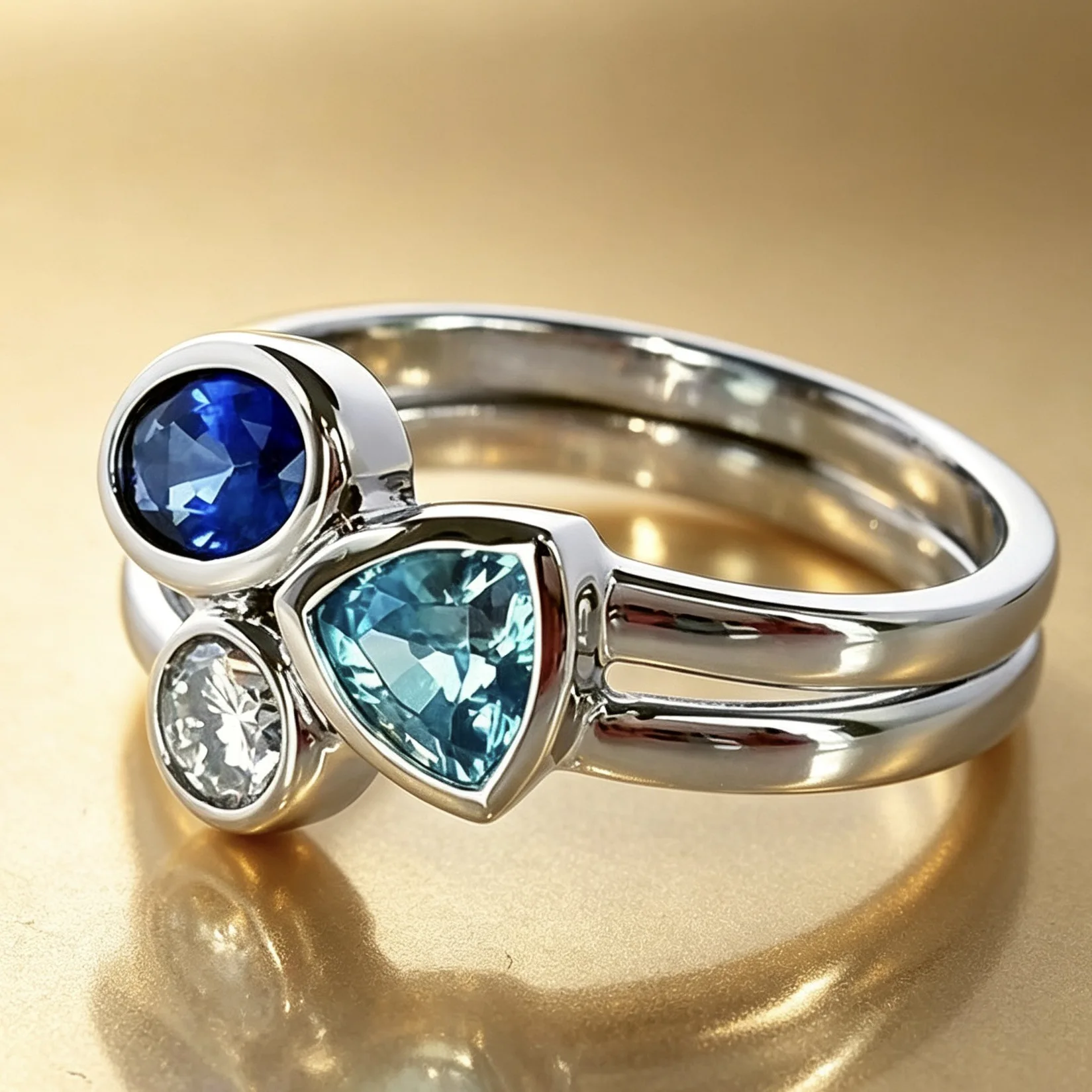 Hot‑Sale Women Ring Irregular Three‑Color Simulated Stone European‑American Dropshipping Jewelry