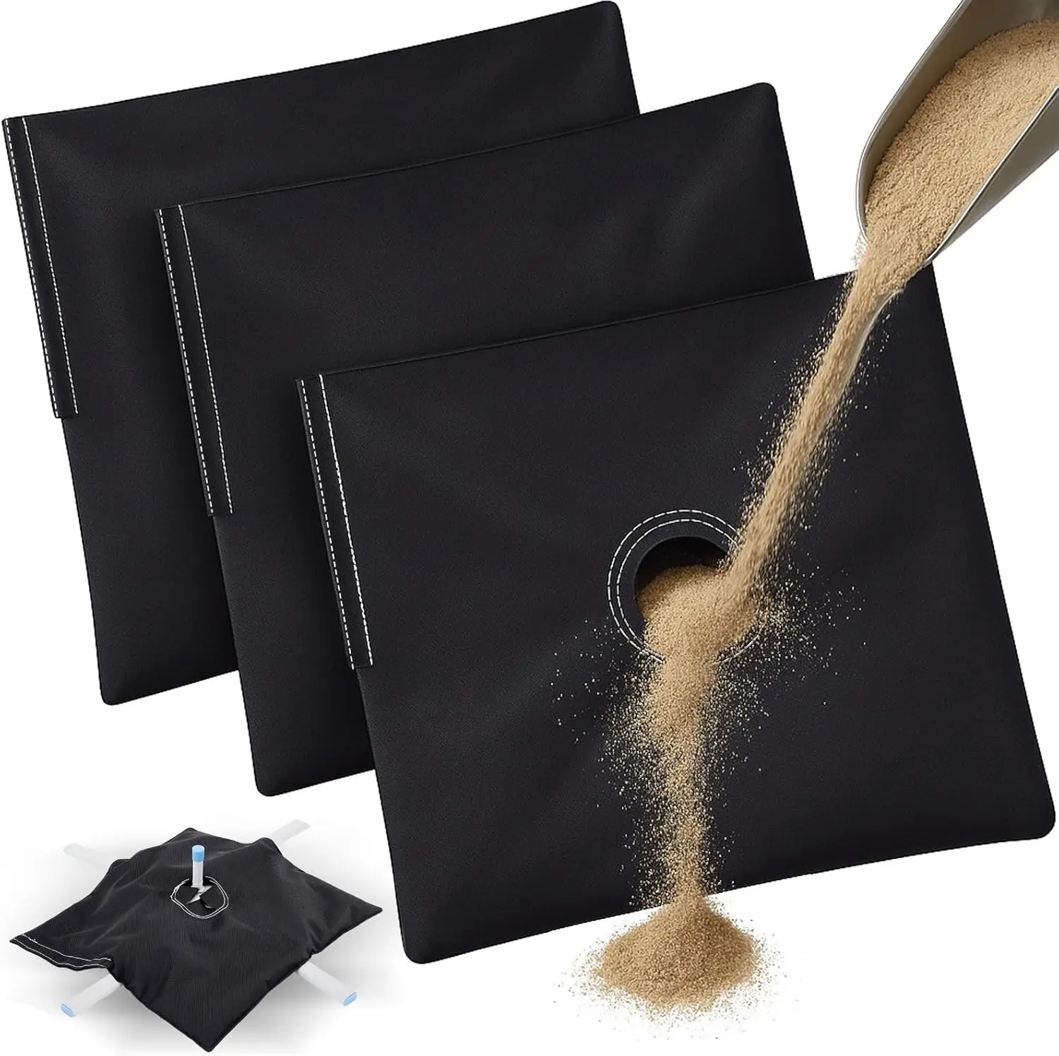 

Square Black Sandbags Heavy Base Weights for Outdoor Umbrella Flags Poles 6 Pack