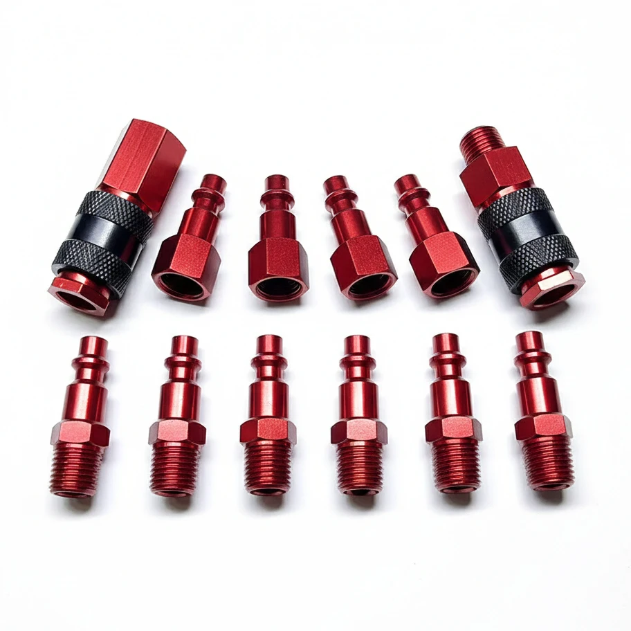 A27F-Luftschlauch 1/4" NPT Schnellkupplungs-Set Hochdruck-Aluminium-Pneumatik-Schnellverbinder Werkzeuge für Luftkompressor – Detail 1