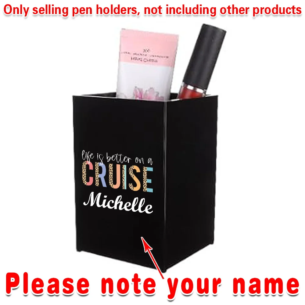 

Customized Name Acrylic Pen Holder Desk Organizer Pencil Cup Makeup Brush Storage Office Accessories for Study Sturdy Holder DIY